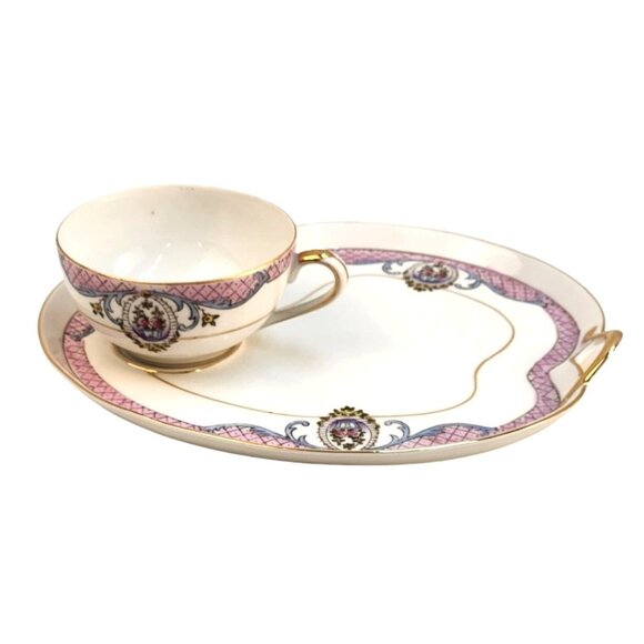 Vintage Noritake Pink Floral Cup & Snack Plate with Gold Trim Japan - Picture 1 of 16